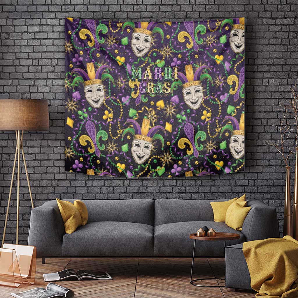 Mardi Gras Carnival Night Tapestry Jester Mask Fantasy