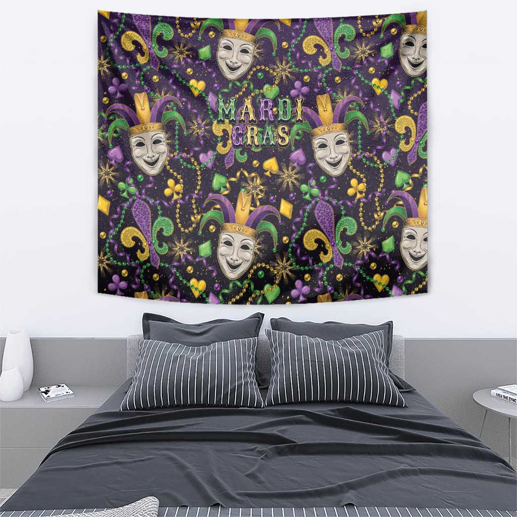 Mardi Gras Carnival Night Tapestry Jester Mask Fantasy