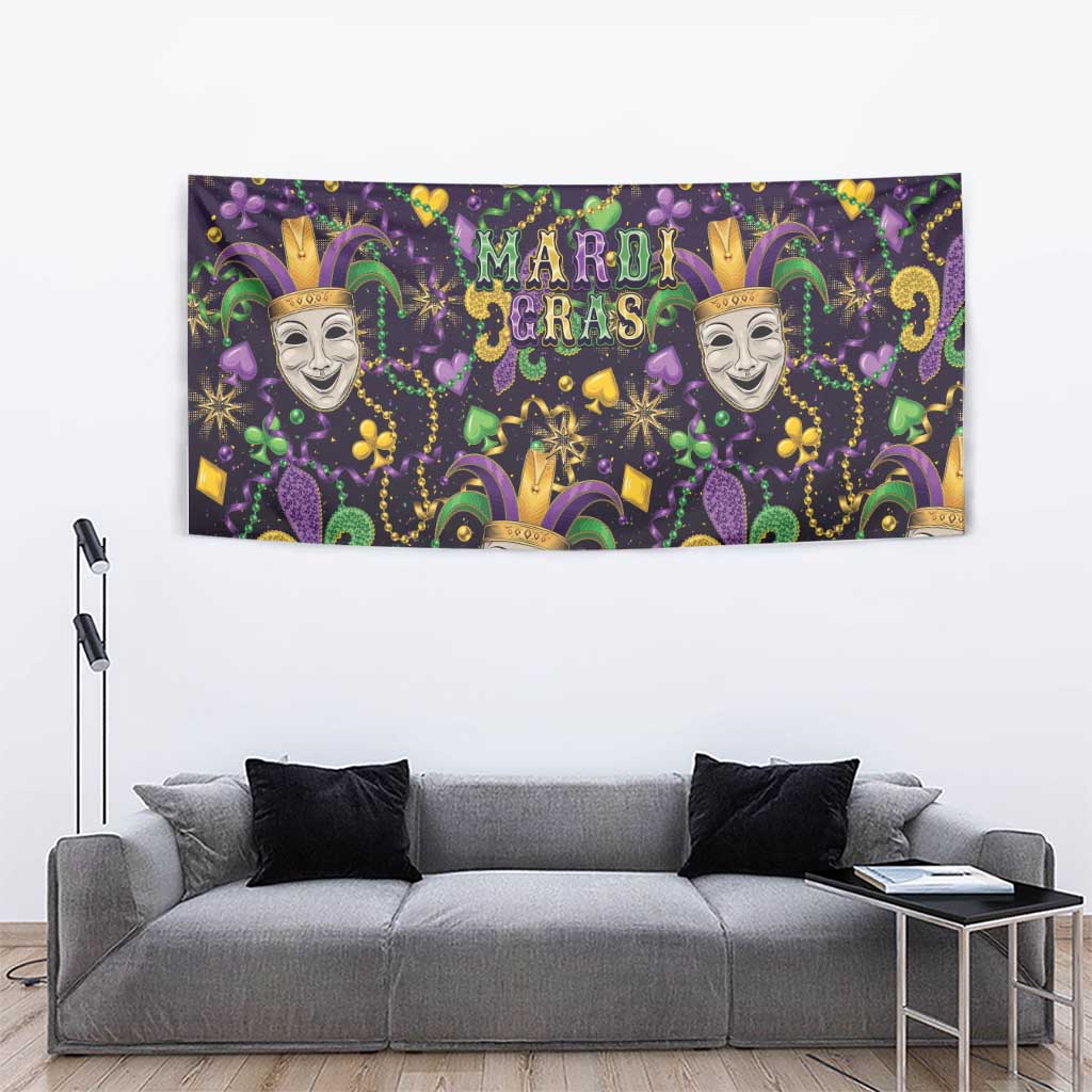 Mardi Gras Carnival Night Tapestry Jester Mask Fantasy