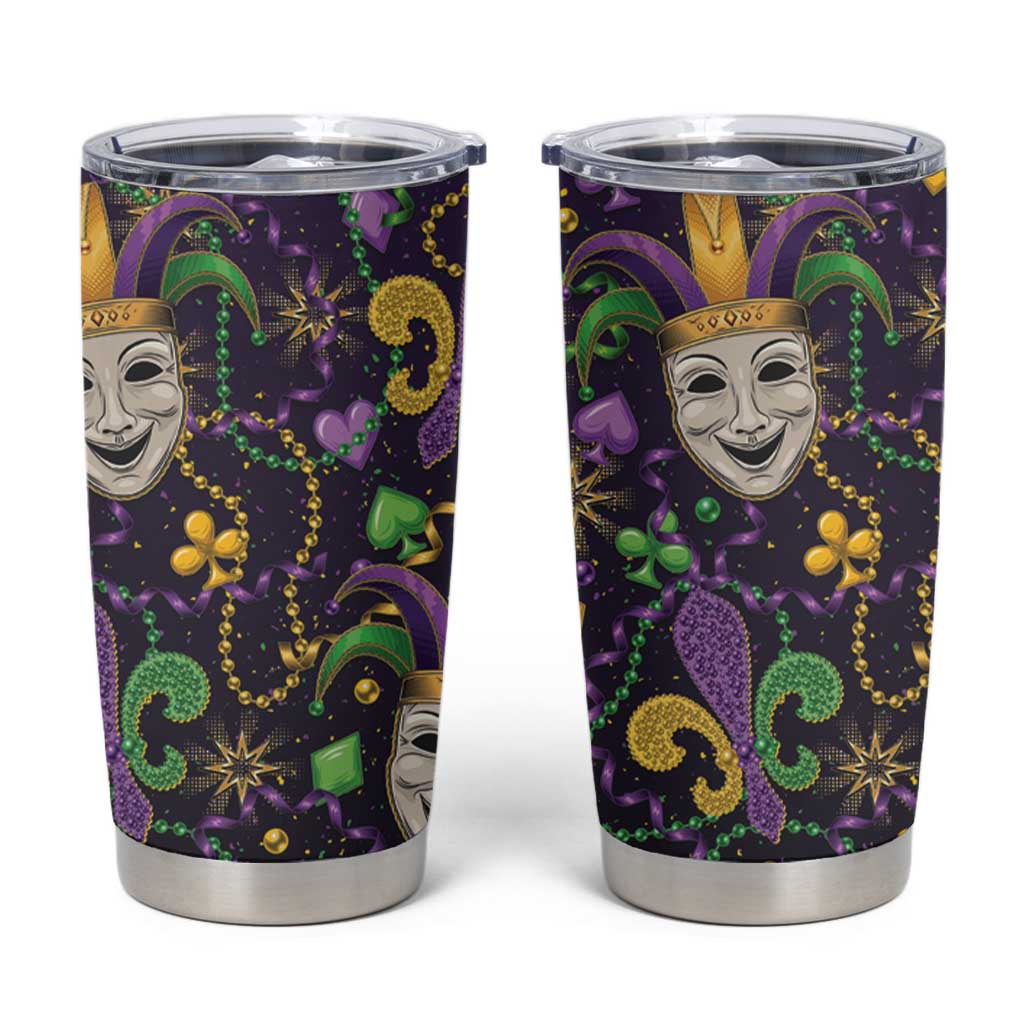 Mardi Gras Carnival Night Tumbler Cup Jester Mask Fantasy