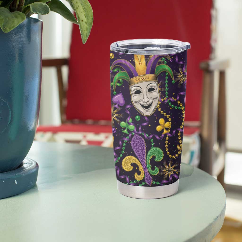 Mardi Gras Carnival Night Tumbler Cup Jester Mask Fantasy