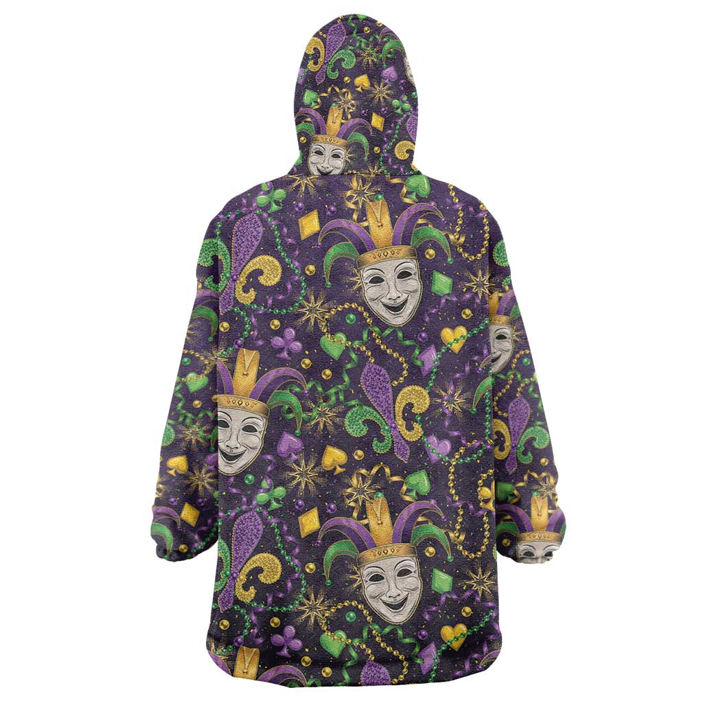 Mardi Gras Carnival Night Wearable Blanket Hoodie Jester Mask Fantasy