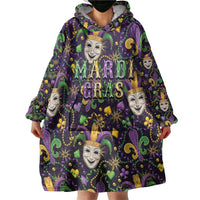 Mardi Gras Carnival Night Wearable Blanket Hoodie Jester Mask Fantasy