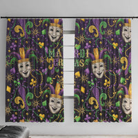 Mardi Gras Carnival Night Window Curtain Jester Mask Fantasy