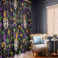 Mardi Gras Carnival Night Window Curtain Jester Mask Fantasy