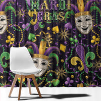 Mardi Gras Carnival Night Window Curtain Jester Mask Fantasy
