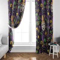 Mardi Gras Carnival Night Window Curtain Jester Mask Fantasy