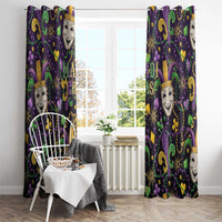 Mardi Gras Carnival Night Window Curtain Jester Mask Fantasy