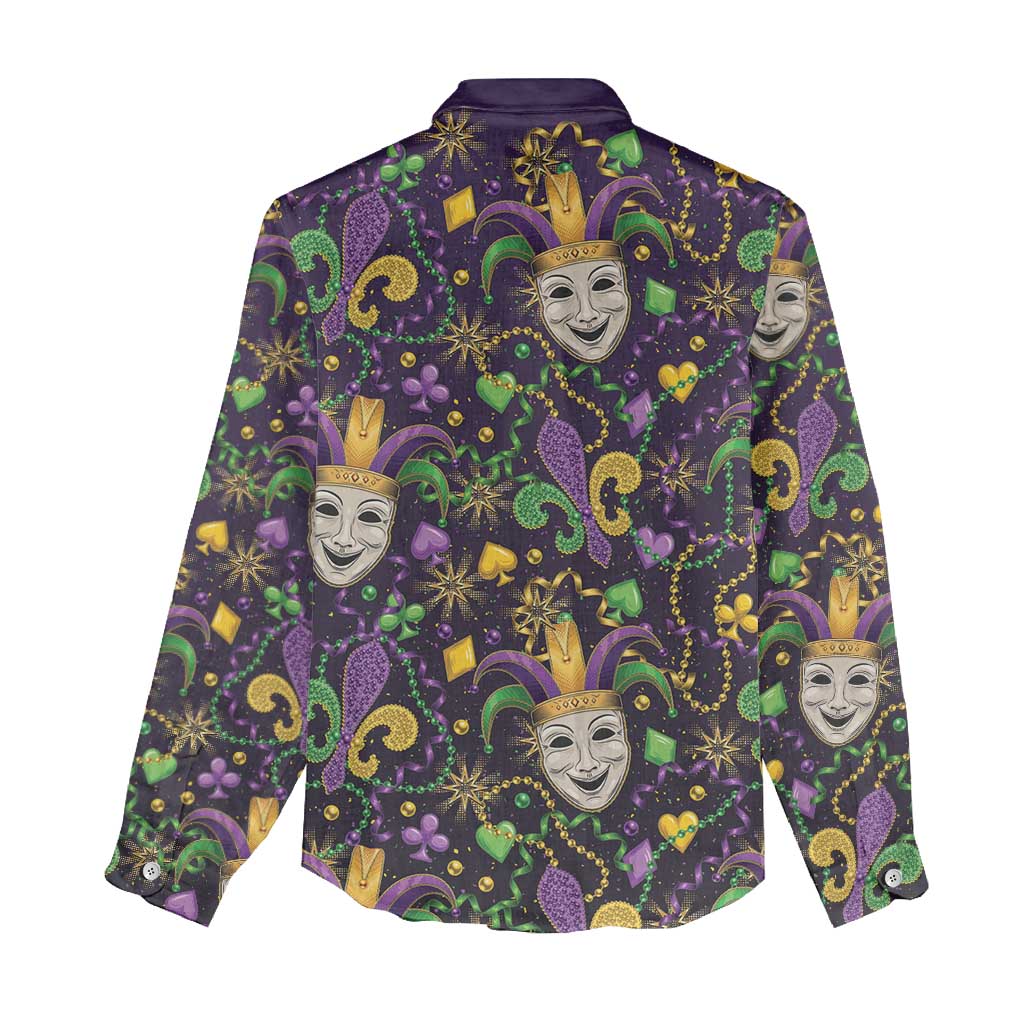 Mardi Gras Carnival Night Women Casual Shirt Jester Mask Fantasy