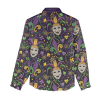 Mardi Gras Carnival Night Women Casual Shirt Jester Mask Fantasy