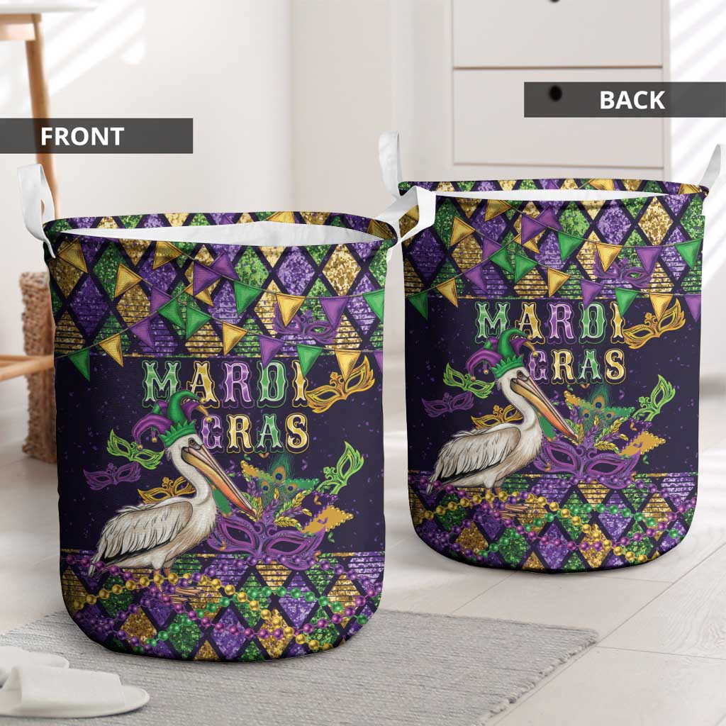 Mardi Gras Pelican Laundry Basket Let the Good Times Roll