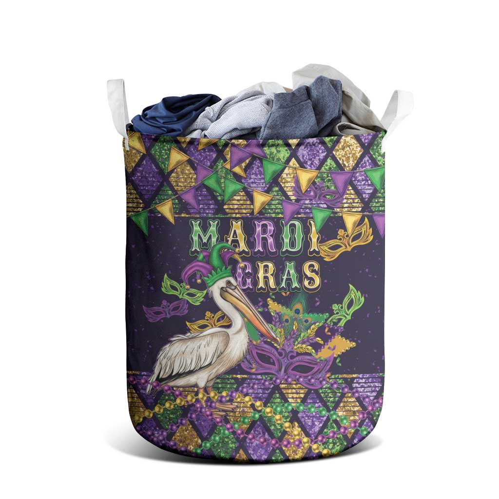 Mardi Gras Pelican Laundry Basket Let the Good Times Roll
