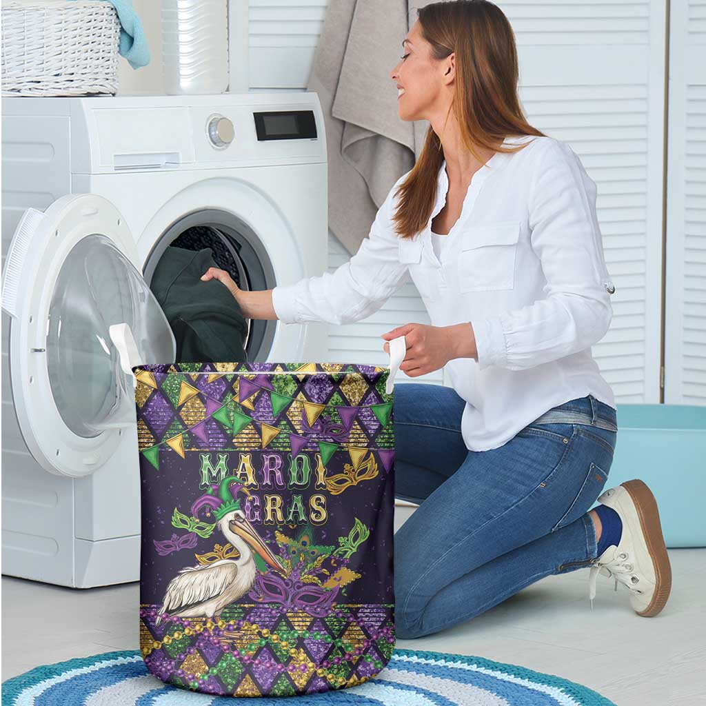 Mardi Gras Pelican Laundry Basket Let the Good Times Roll