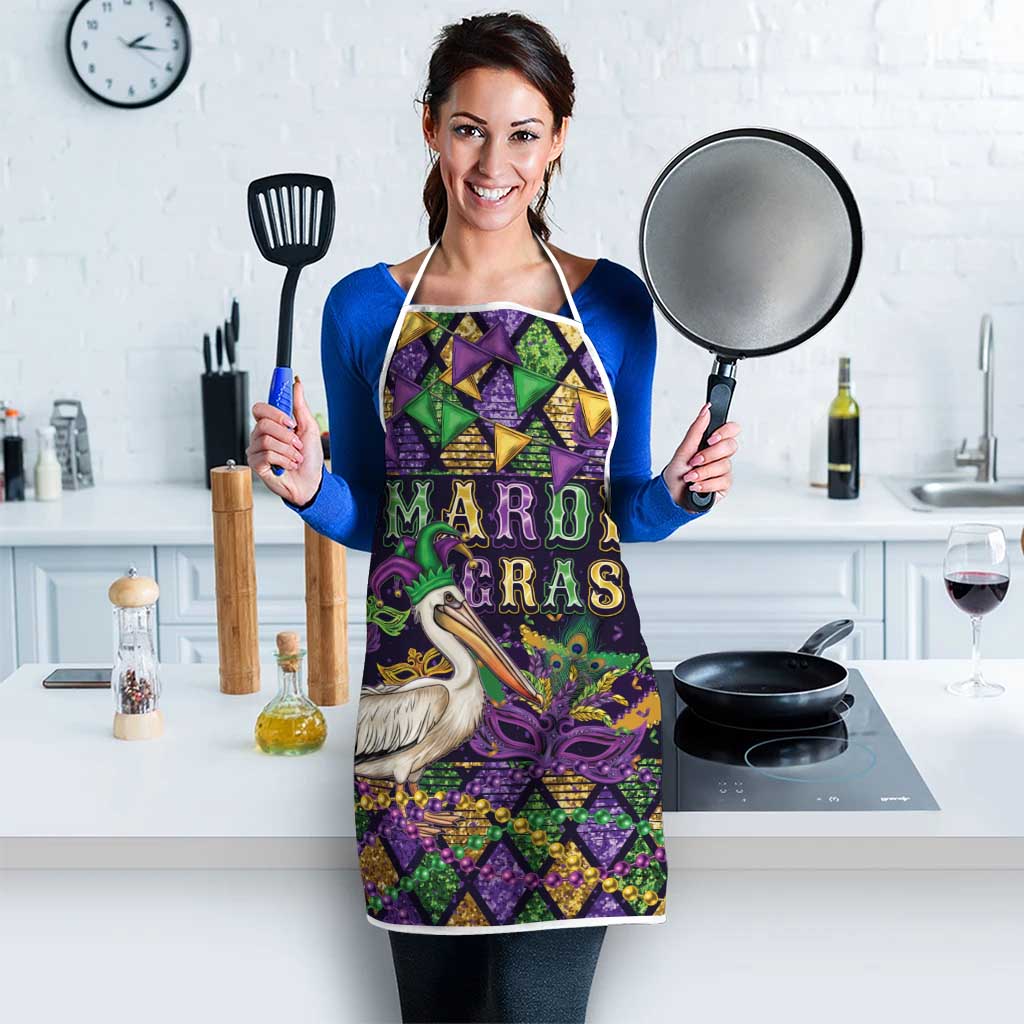 Mardi Gras Pelican Apron Let the Good Times Roll