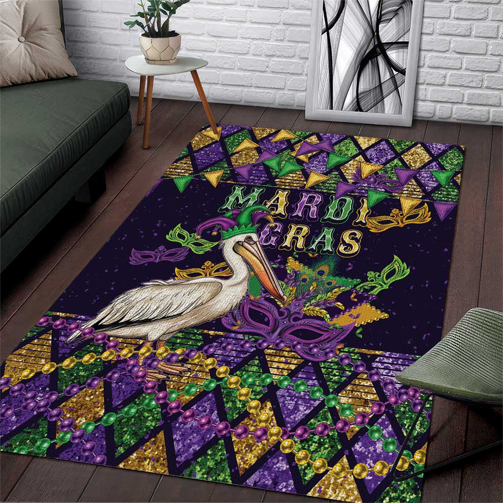 Mardi Gras Pelican Area Rug Let the Good Times Roll
