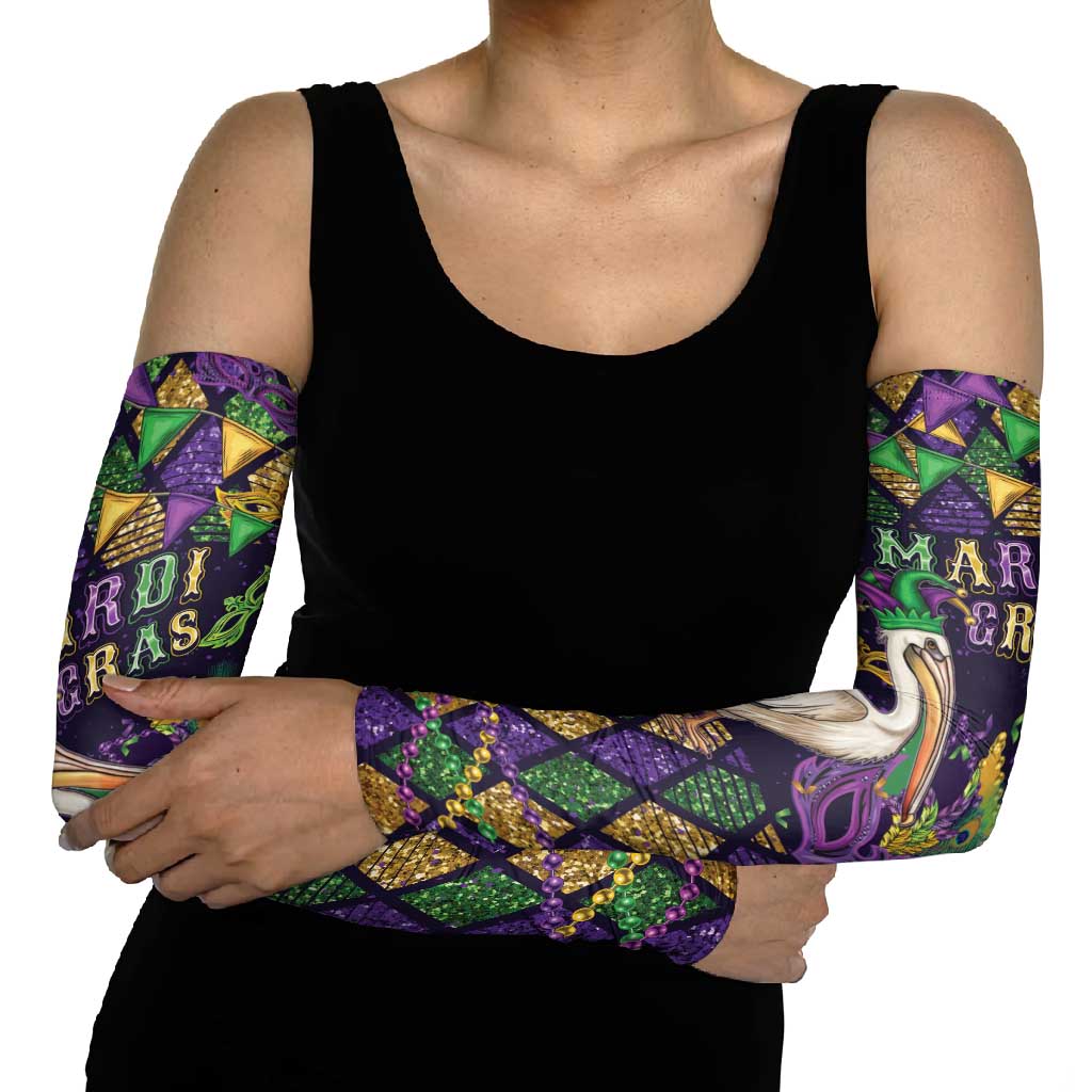 Mardi Gras Pelican Arm Sleeves Let the Good Times Roll