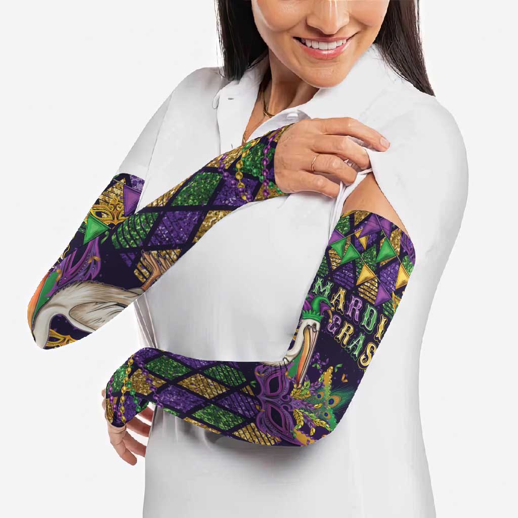 Mardi Gras Pelican Arm Sleeves Let the Good Times Roll