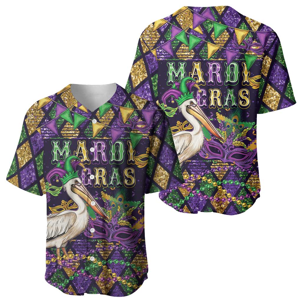 Mardi Gras Pelican Baseball Jersey Let the Good Times Roll