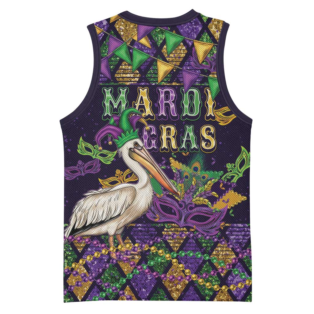 Mardi Gras Pelican Basketball Jersey Let the Good Times Roll