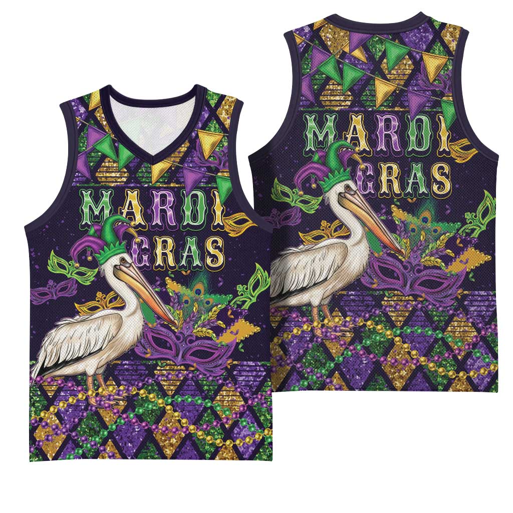 Mardi Gras Pelican Basketball Jersey Let the Good Times Roll