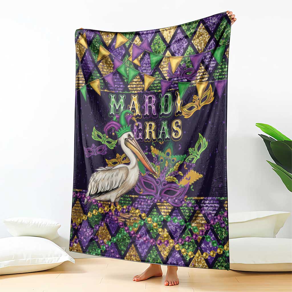 Mardi Gras Pelican Blanket Let the Good Times Roll