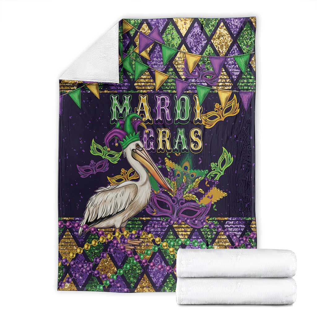 Mardi Gras Pelican Blanket Let the Good Times Roll