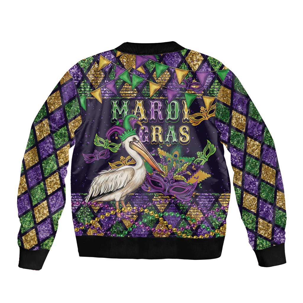 Mardi Gras Pelican Bomber Jacket Let the Good Times Roll