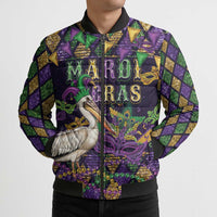 Mardi Gras Pelican Bomber Puffer Jacket Let the Good Times Roll