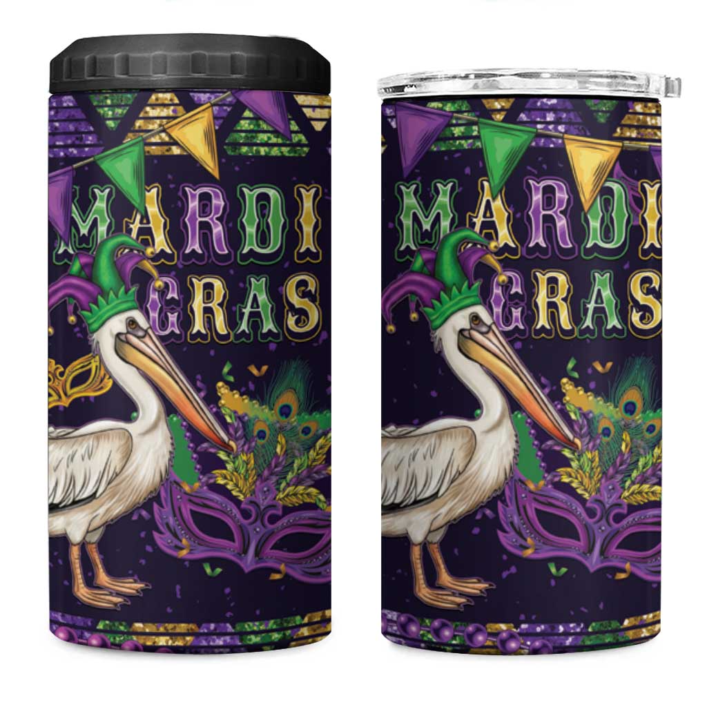 Mardi Gras Pelican 4 in 1 Can Cooler Tumbler Let the Good Times Roll