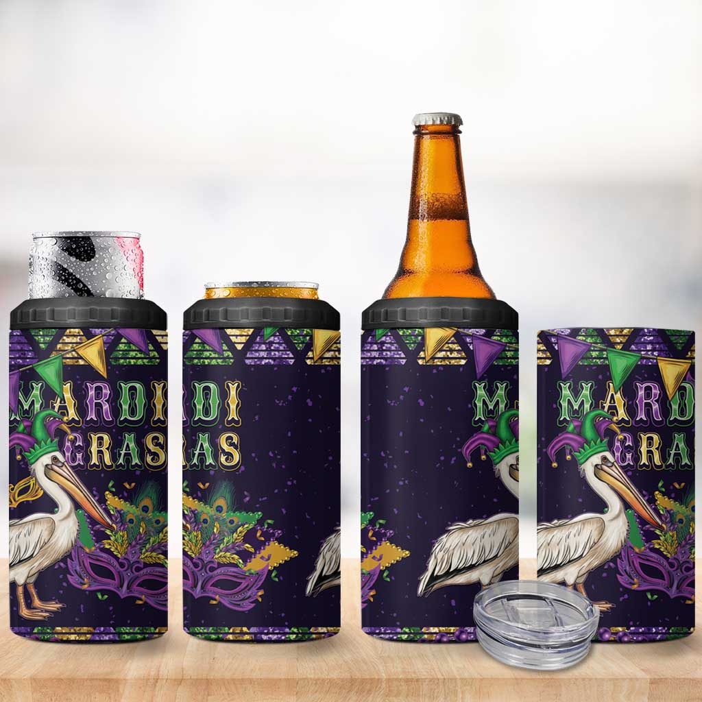 Mardi Gras Pelican 4 in 1 Can Cooler Tumbler Let the Good Times Roll