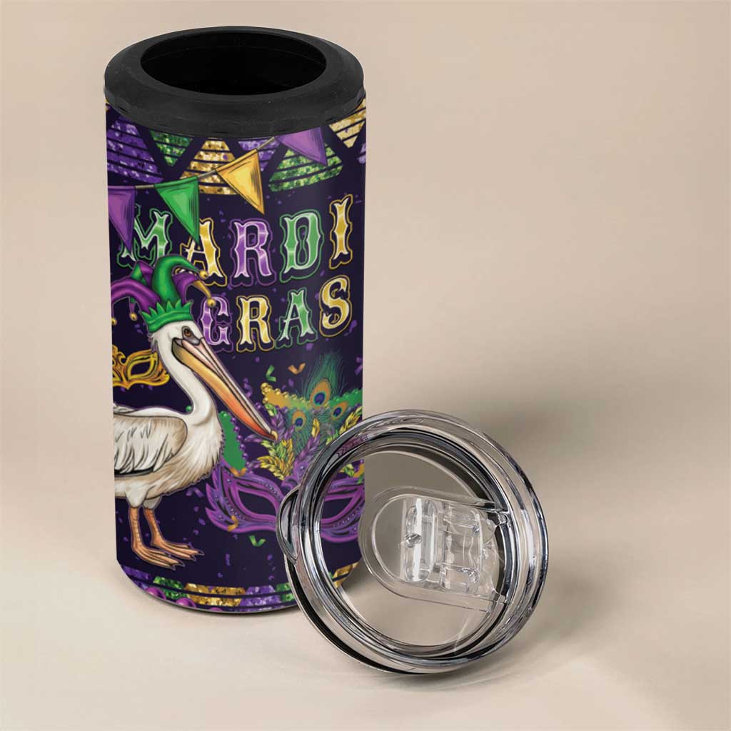 Mardi Gras Pelican 4 in 1 Can Cooler Tumbler Let the Good Times Roll