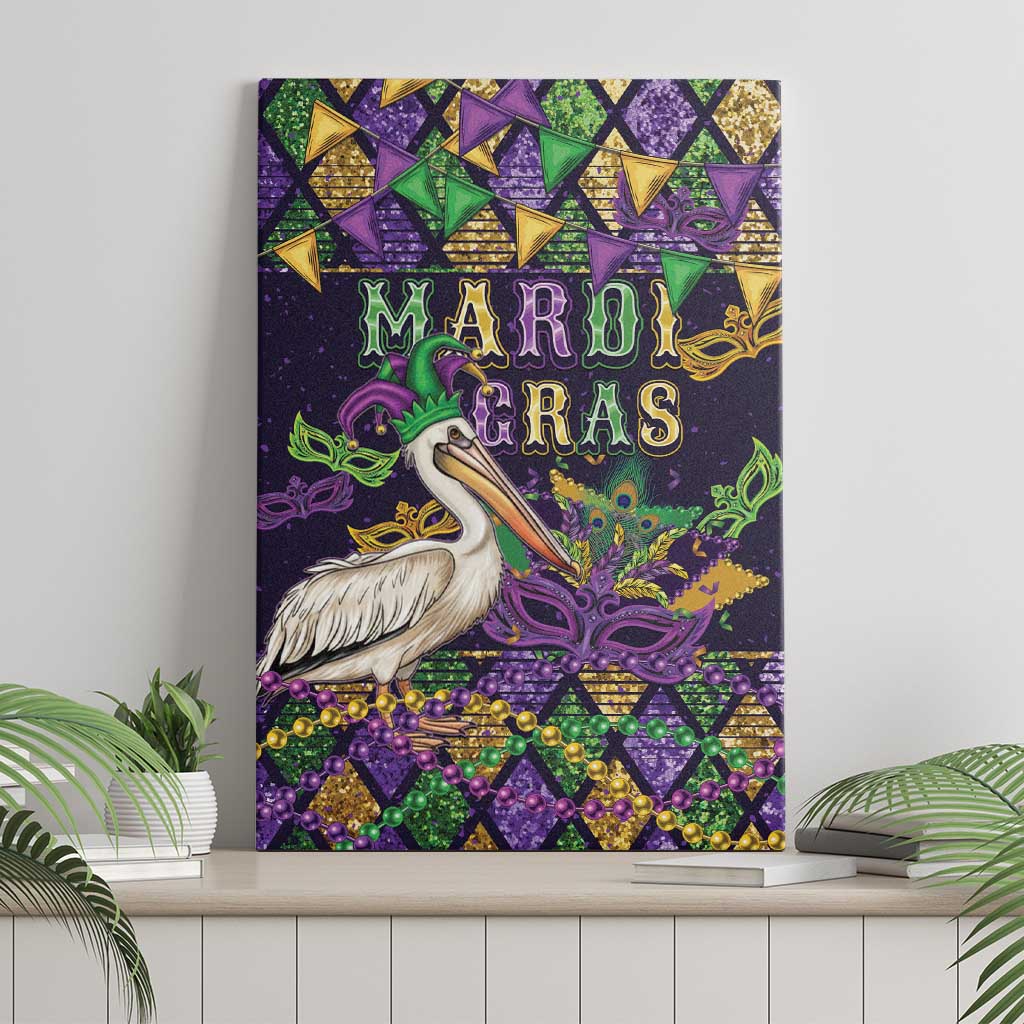 Mardi Gras Pelican Canvas Wall Art Let the Good Times Roll