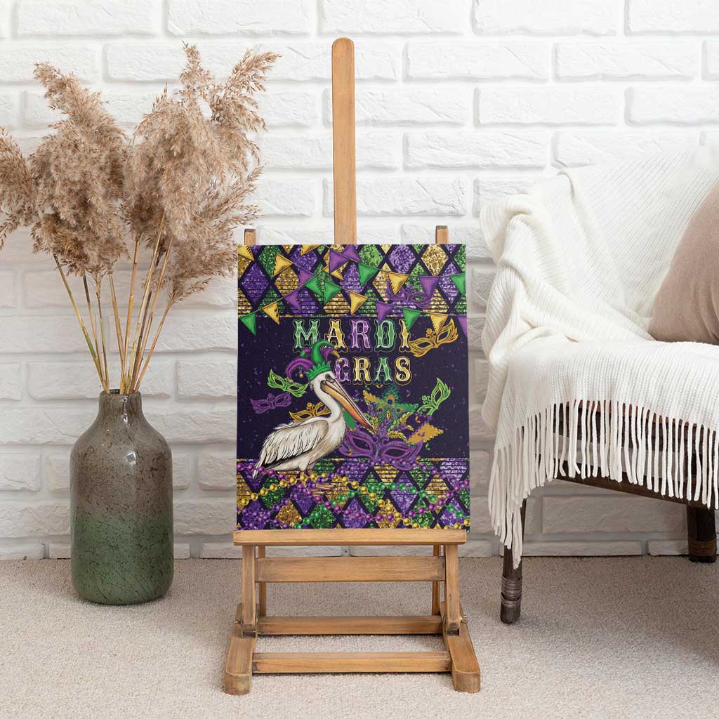 Mardi Gras Pelican Canvas Wall Art Let the Good Times Roll