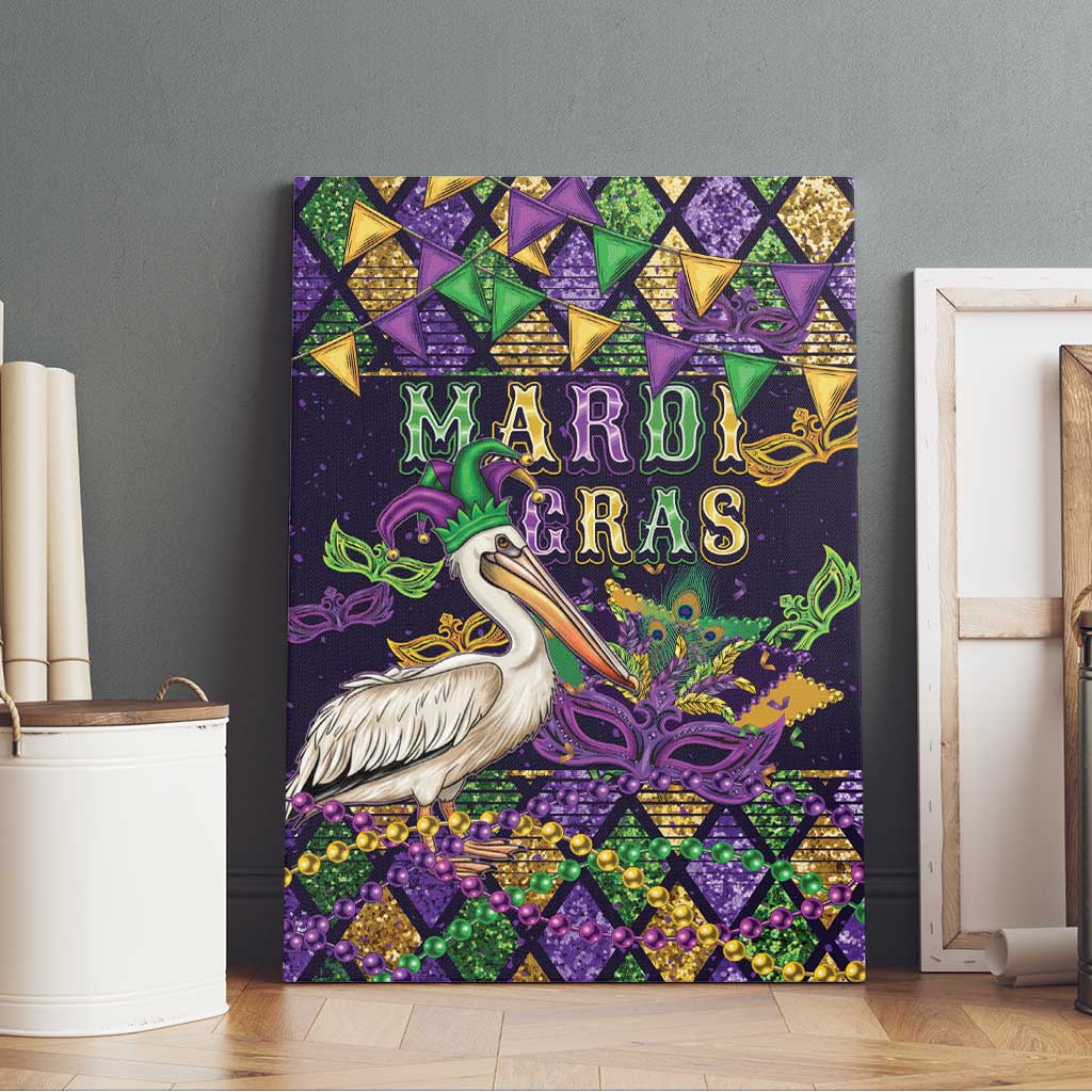 Mardi Gras Pelican Canvas Wall Art Let the Good Times Roll