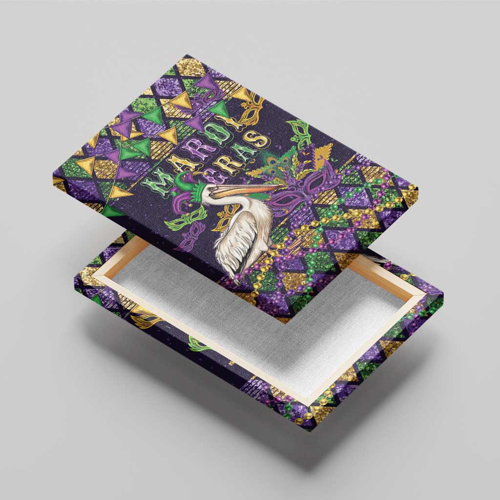 Mardi Gras Pelican Canvas Wall Art Let the Good Times Roll