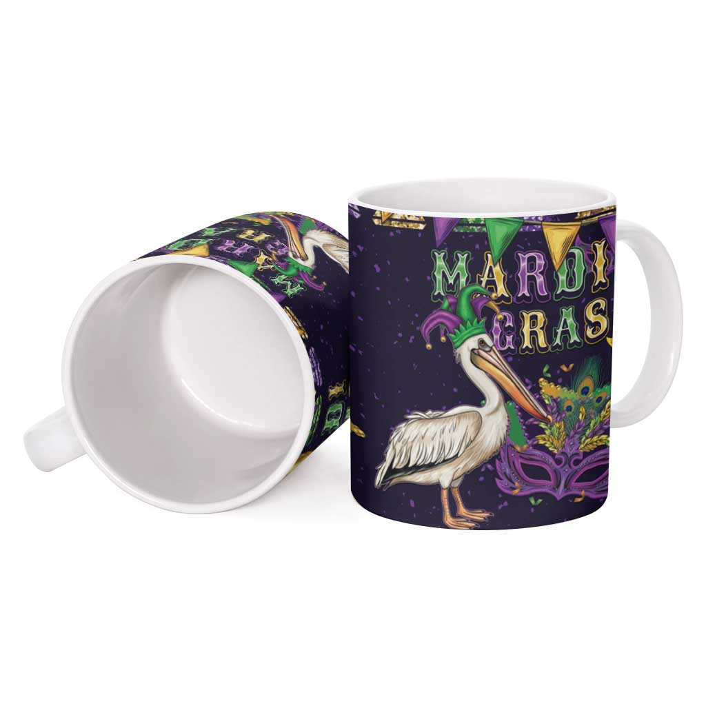 Mardi Gras Pelican Ceramic Mug Let the Good Times Roll