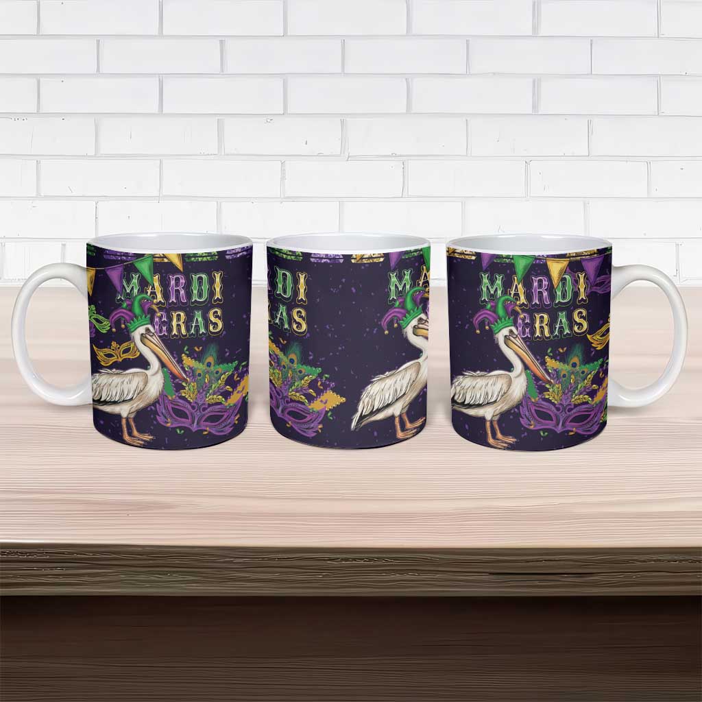 Mardi Gras Pelican Ceramic Mug Let the Good Times Roll