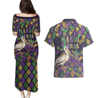 Mardi Gras Pelican Couples Matching Puletasi and Hawaiian Shirt Let the Good Times Roll