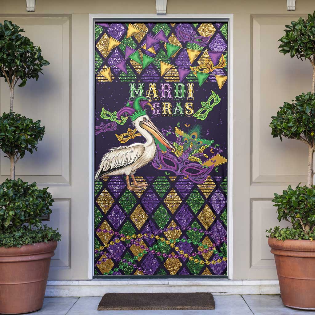 Mardi Gras Pelican Door Cover Let the Good Times Roll