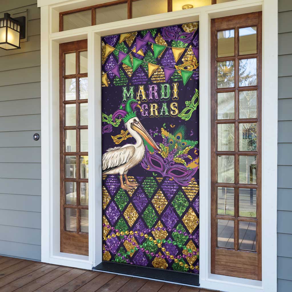 Mardi Gras Pelican Door Cover Let the Good Times Roll