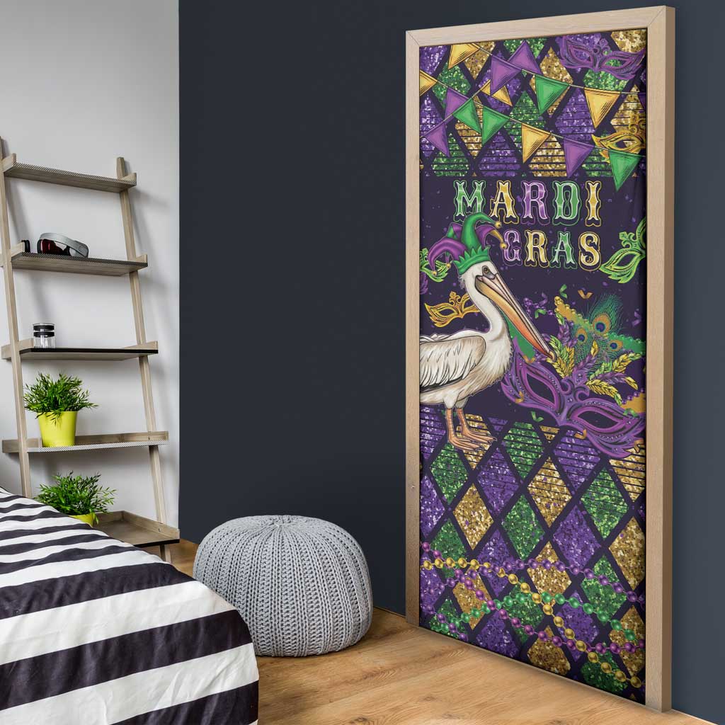 Mardi Gras Pelican Door Cover Let the Good Times Roll