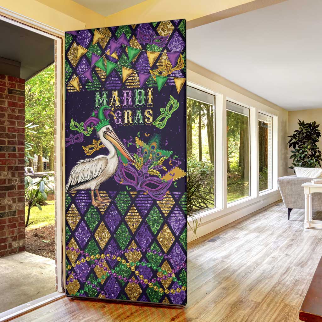 Mardi Gras Pelican Door Cover Let the Good Times Roll
