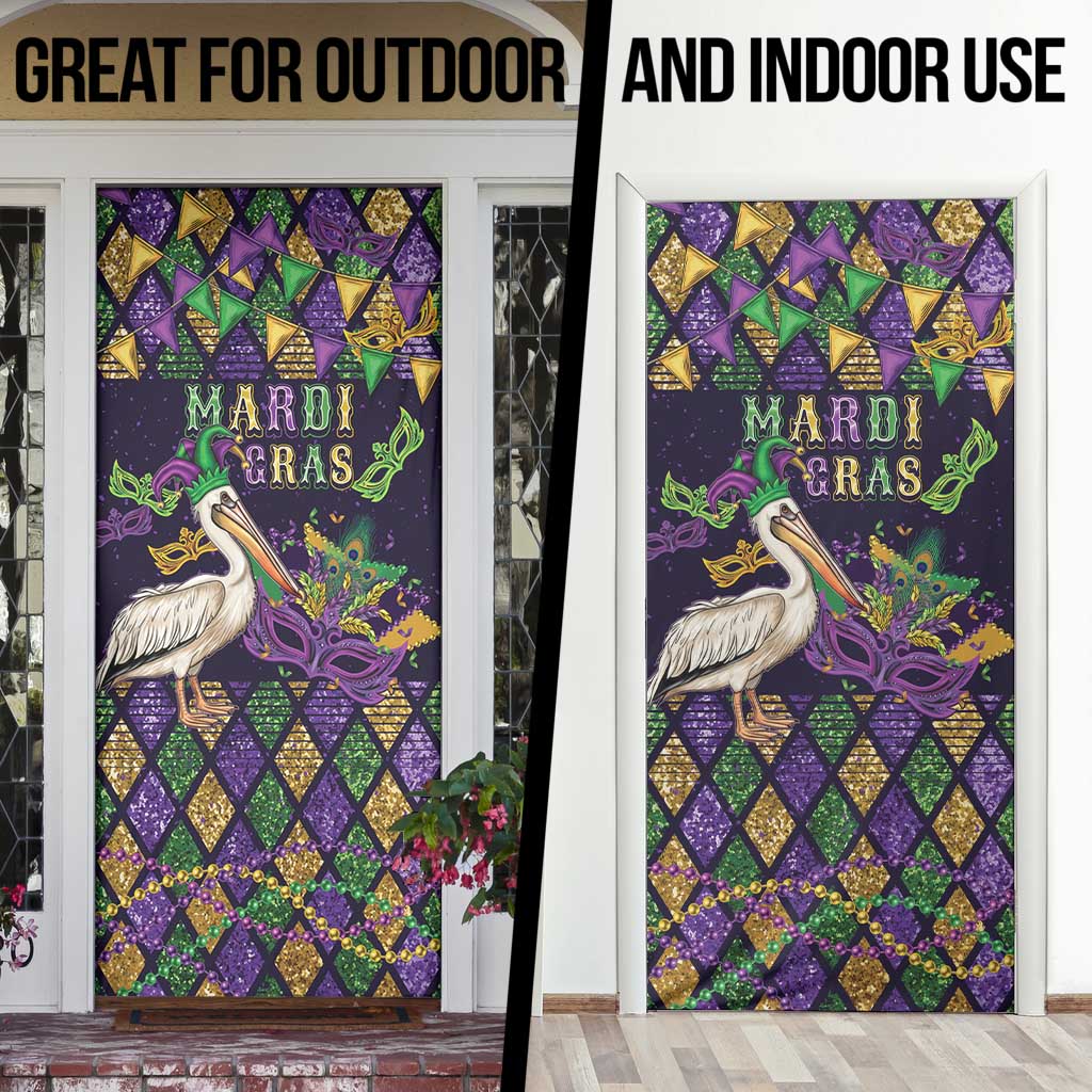 Mardi Gras Pelican Door Cover Let the Good Times Roll