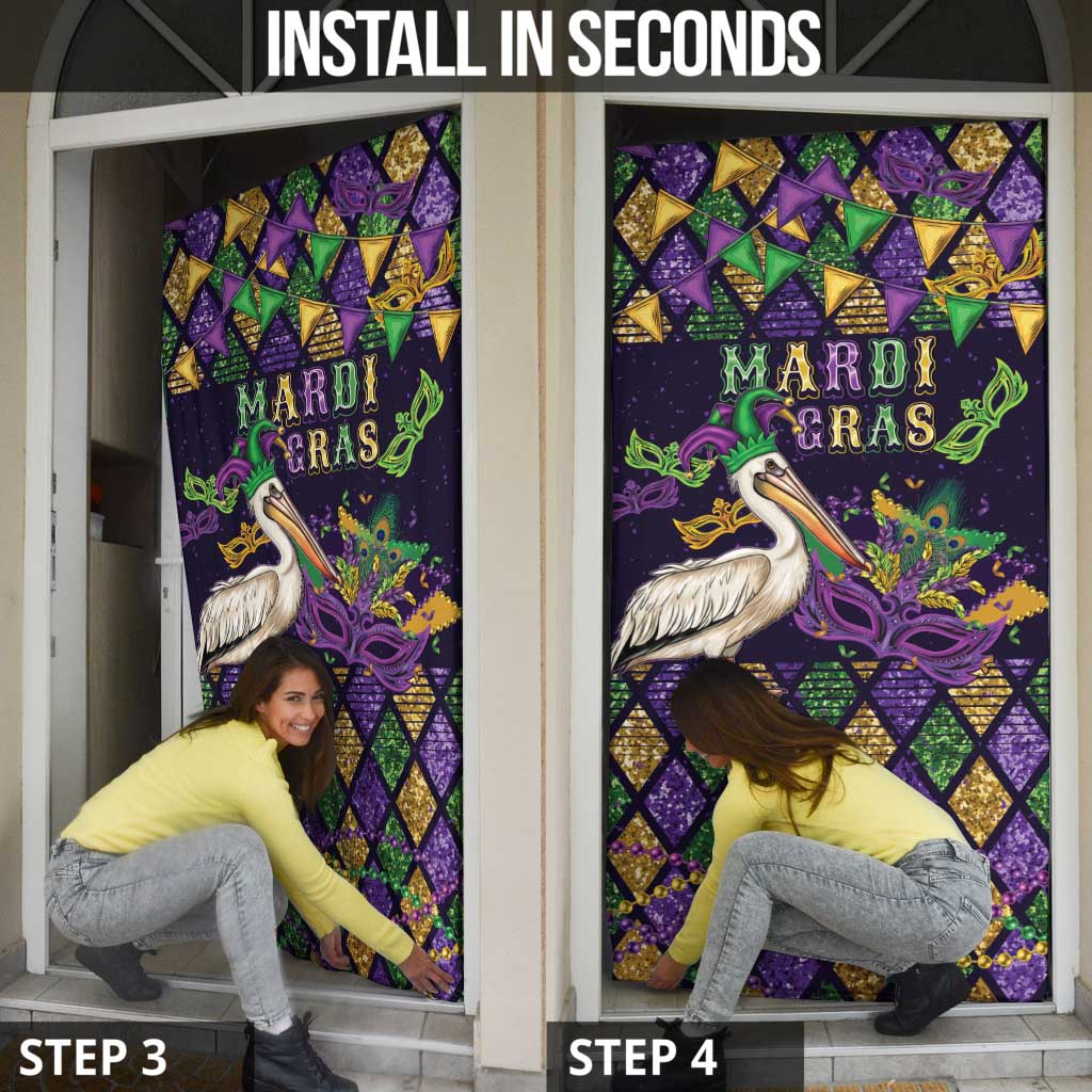 Mardi Gras Pelican Door Cover Let the Good Times Roll