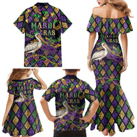 Mardi Gras Pelican Family Matching Mermaid Dress and Hawaiian Shirt Let the Good Times Roll