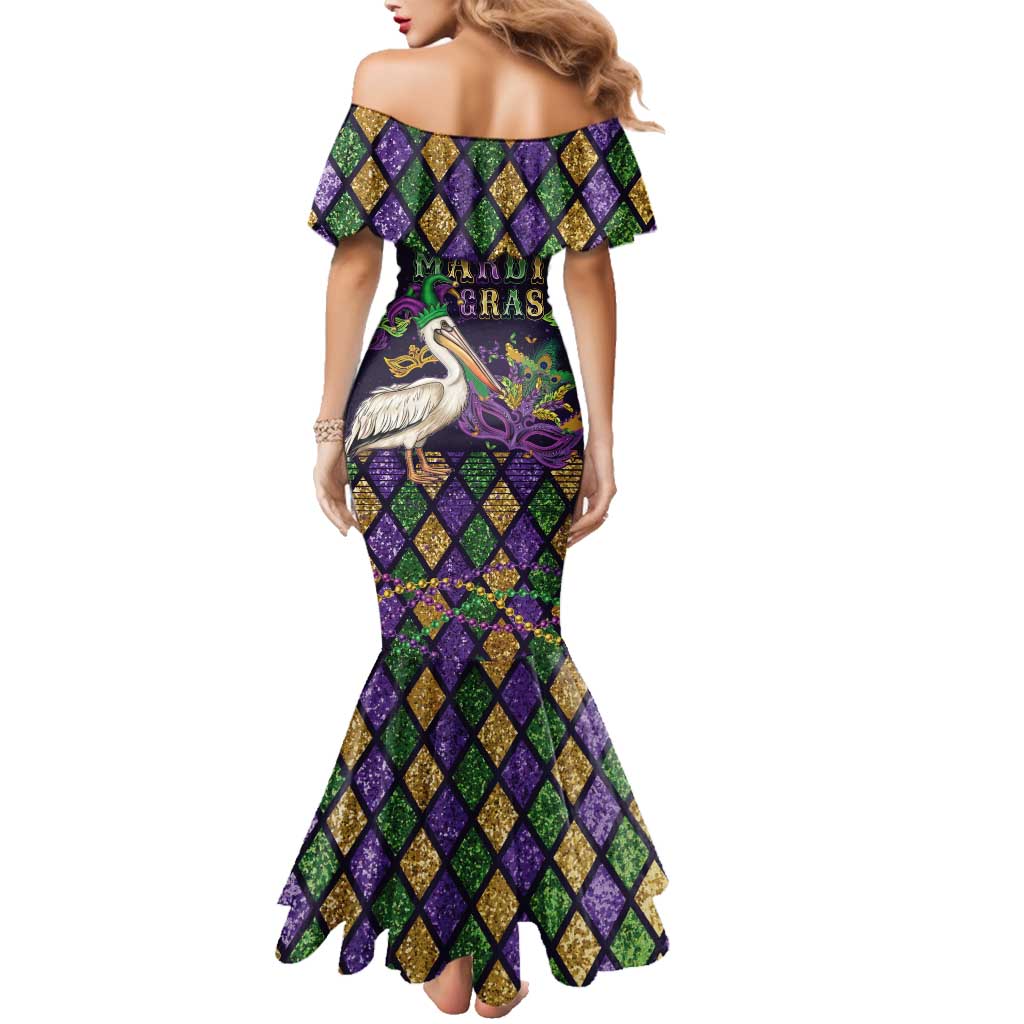 Mardi Gras Pelican Family Matching Mermaid Dress and Hawaiian Shirt Let the Good Times Roll