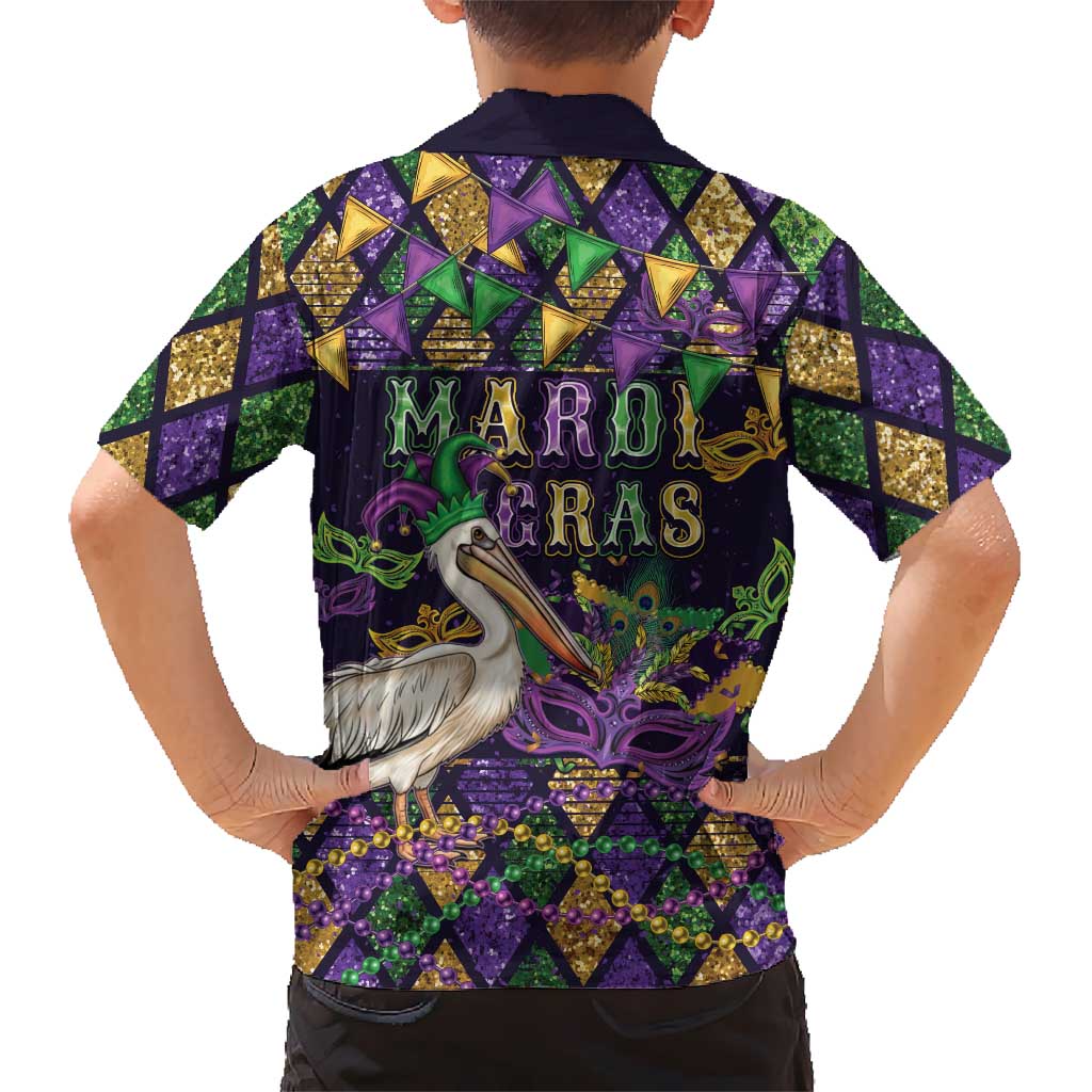Mardi Gras Pelican Family Matching Off Shoulder Maxi Dress and Hawaiian Shirt Let the Good Times Roll