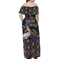 Mardi Gras Pelican Family Matching Off Shoulder Maxi Dress and Hawaiian Shirt Let the Good Times Roll