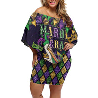 Mardi Gras Pelican Family Matching Off Shoulder Short Dress and Hawaiian Shirt Let the Good Times Roll