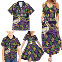 Mardi Gras Pelican Family Matching Summer Maxi Dress and Hawaiian Shirt Let the Good Times Roll